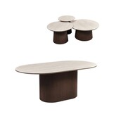 Japandi stijl organische eettafel en salontafel