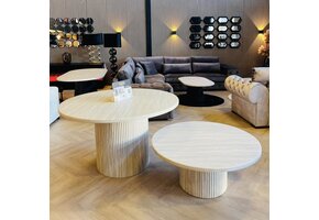 Travertine organische eettafel en salontafel