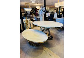 Eettafel en salontafel marmer ovaal