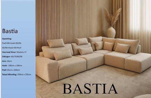 Hoekbank Bastia taupe japandi stijl