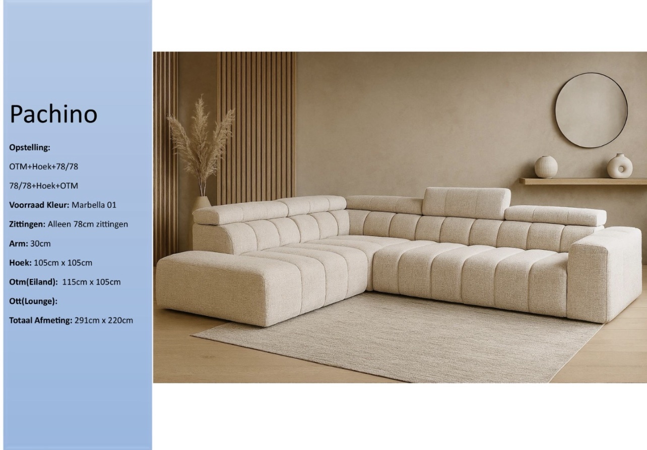 Pachino Hoekbank gebroken wit