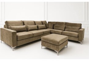 Mila Lux Hoekbank Bruin met poef