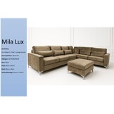 Mila Lux Hoekbank  bruin met poef en extra lounge