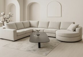 U-bank  Line met ronde lounge  licht beige