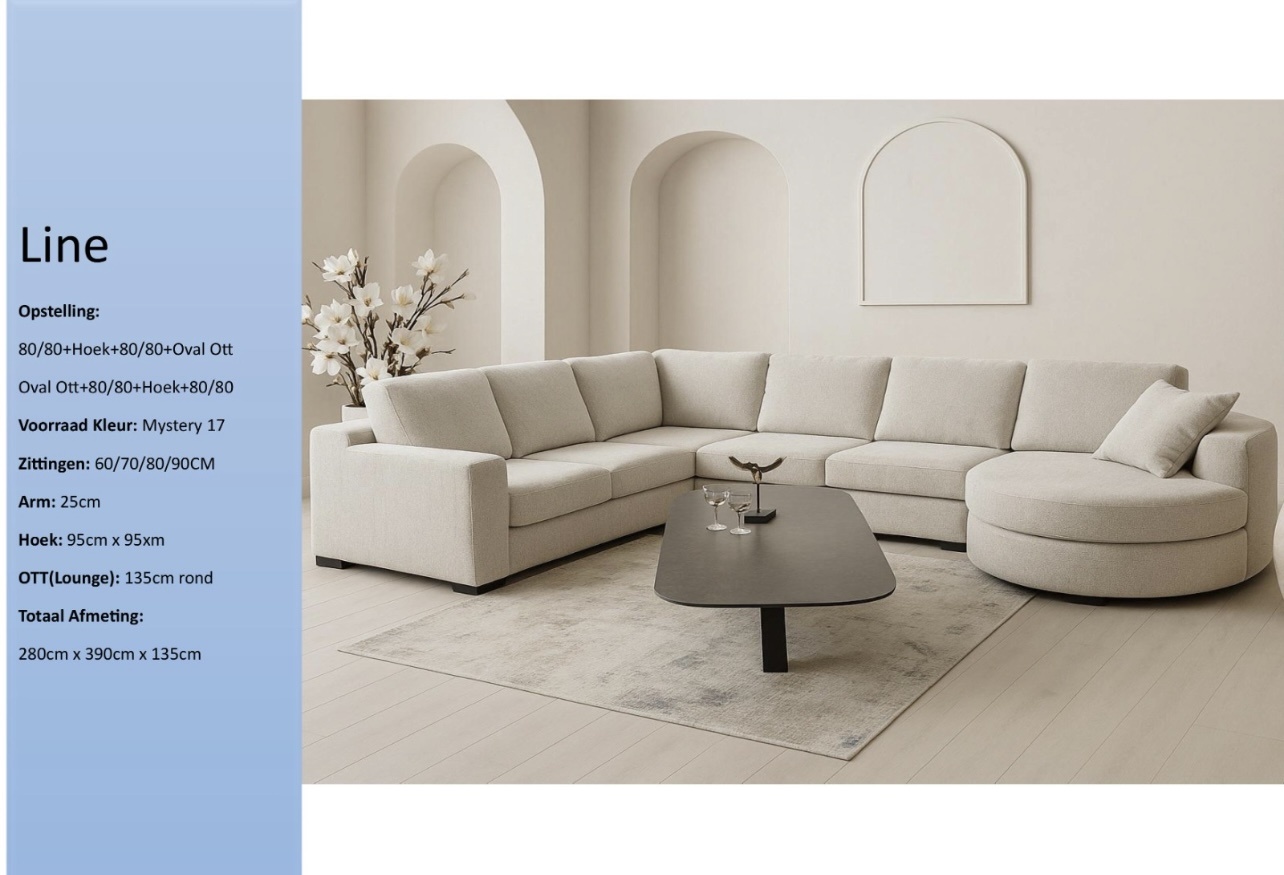 U-bank Line met ronde lounge licht beige