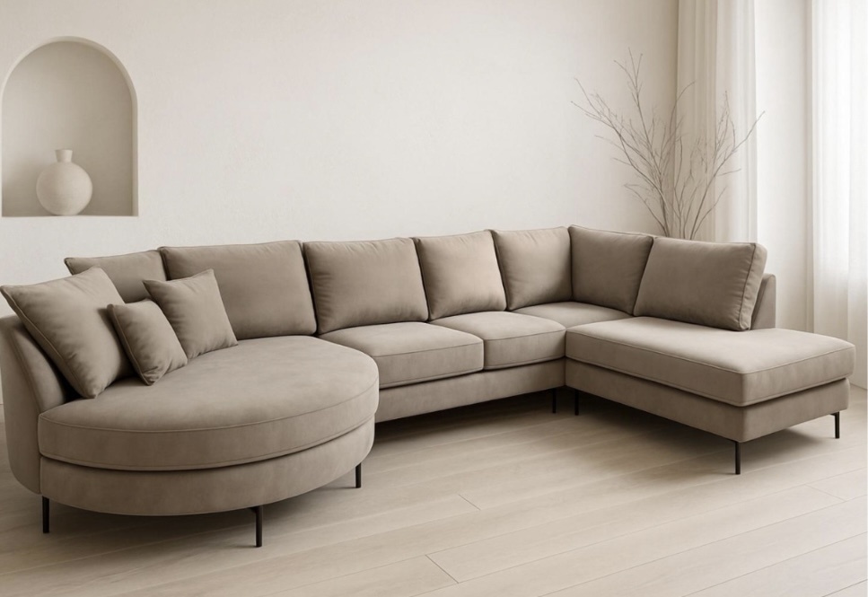 U-bank  Laura  met ronde lounge taupe