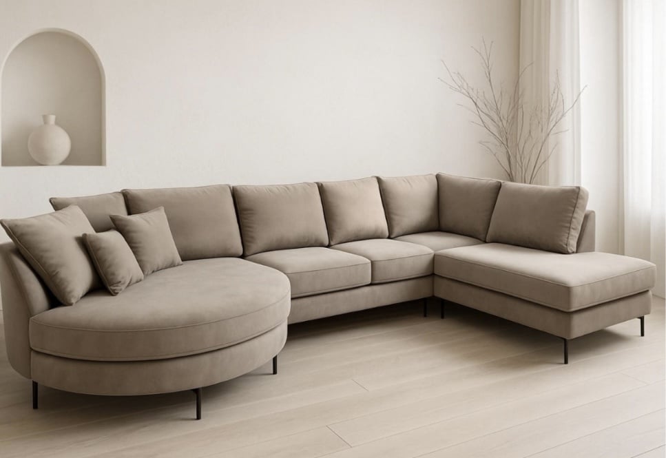 U-bank  Laura  met ronde lounge taupe