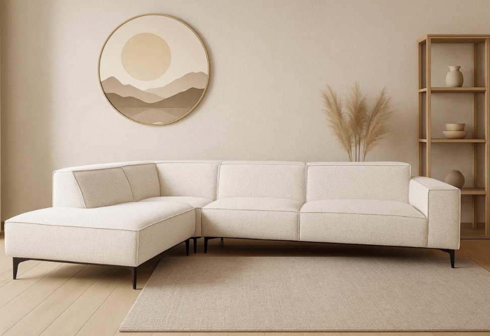 Hoekbank Raven met hoge poten beige