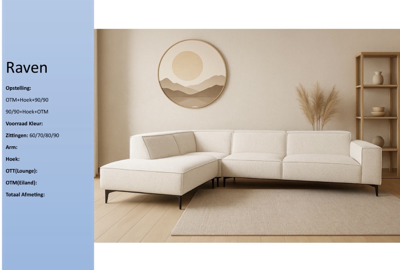 Hoekbank Raven met hoge poten beige