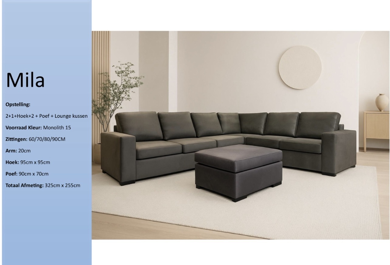 Mila Hoekbank met poef