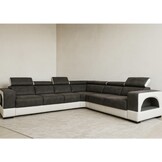 Hoekbank Rafaello  verstelbare hoofdsteunen grijs/wit