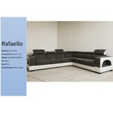 Hoekbank Rafaello  verstelbare hoofdsteunen grijs/wit