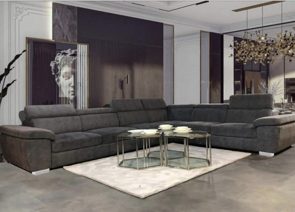 Hoekbank Rosso  verstelbare hoofdsteunen antraciet