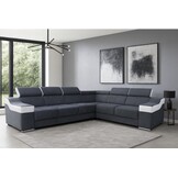 Hoekbank Arizona verstelbare hoofdsteunen antraciet/wit