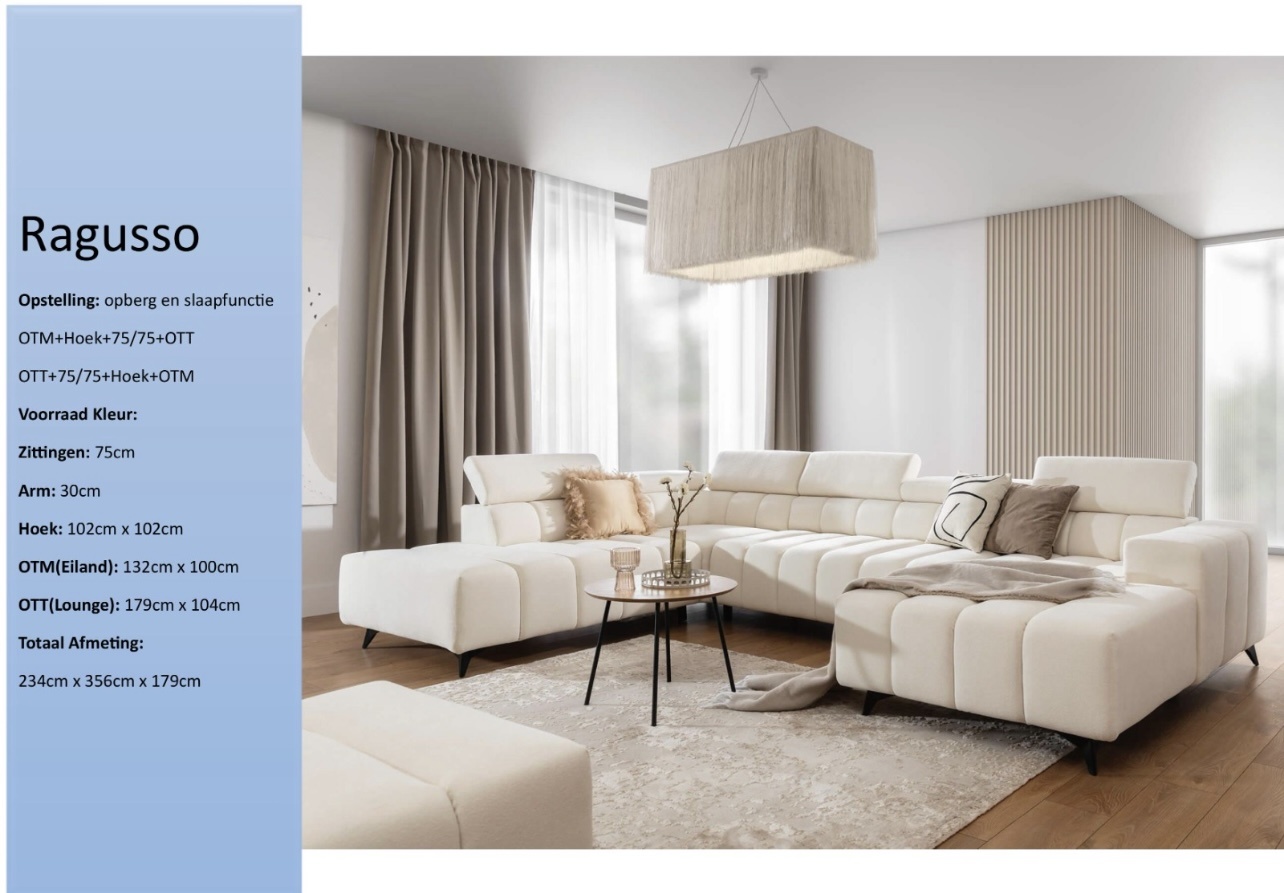 U-bank Ragusso met opberg en slaapfunctie