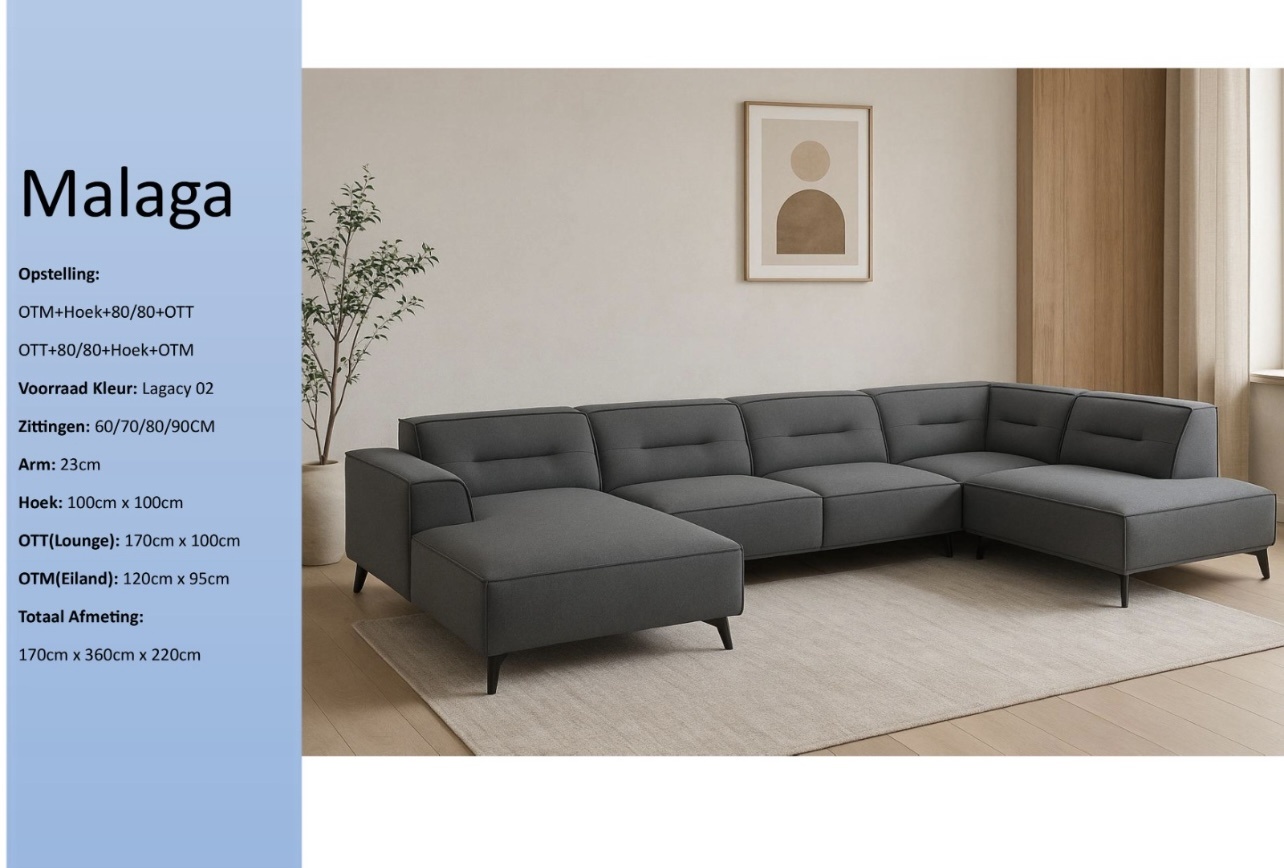 U-Bank Malaga met hoge poten antraciet