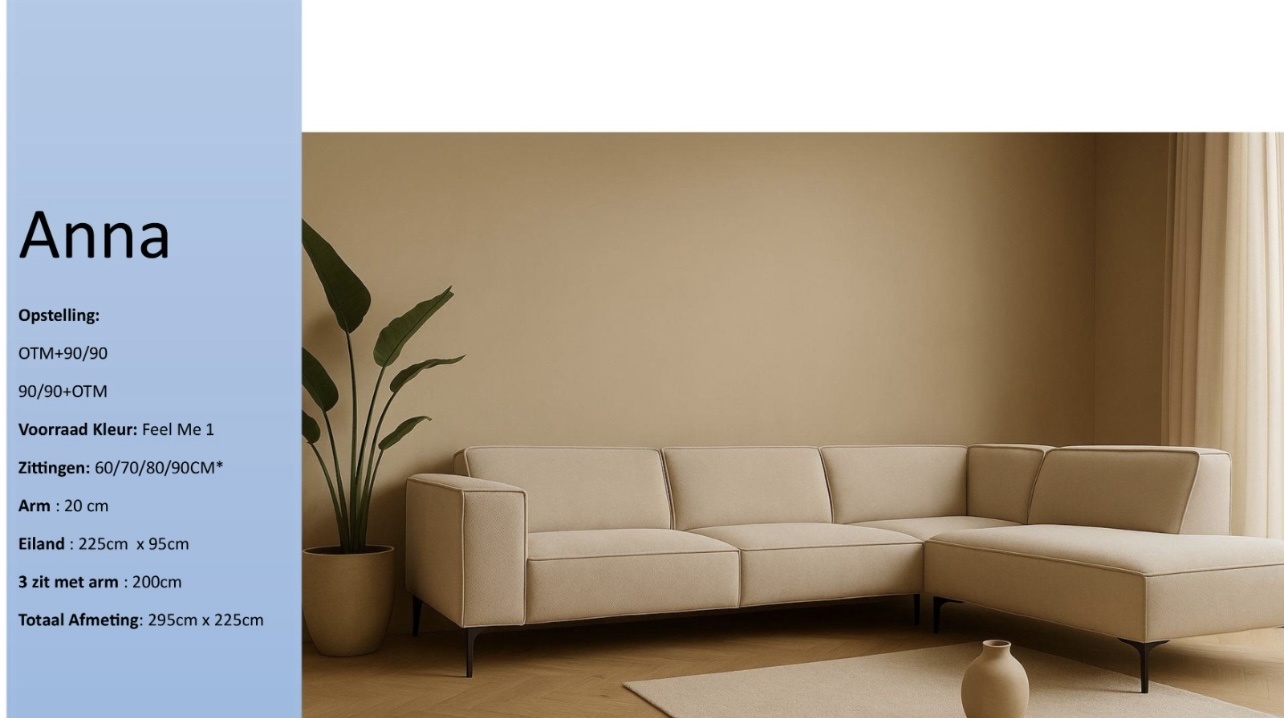 Anna hoekbank met lounge taupe