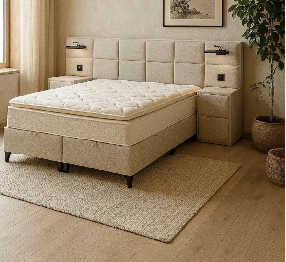 Leon tweepersoonsbed verlichting en stopcontact