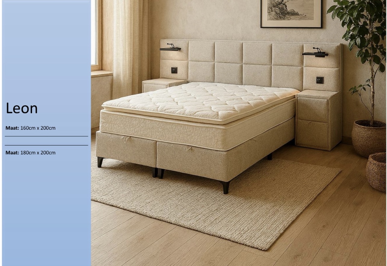 Leon tweepersoonsbed verlichting en stopcontact