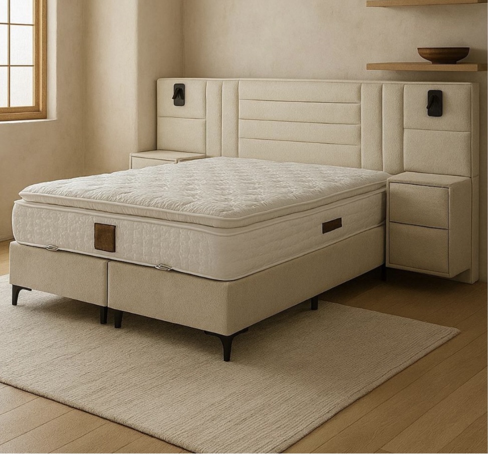 Marcus tweepersoonsbed beige