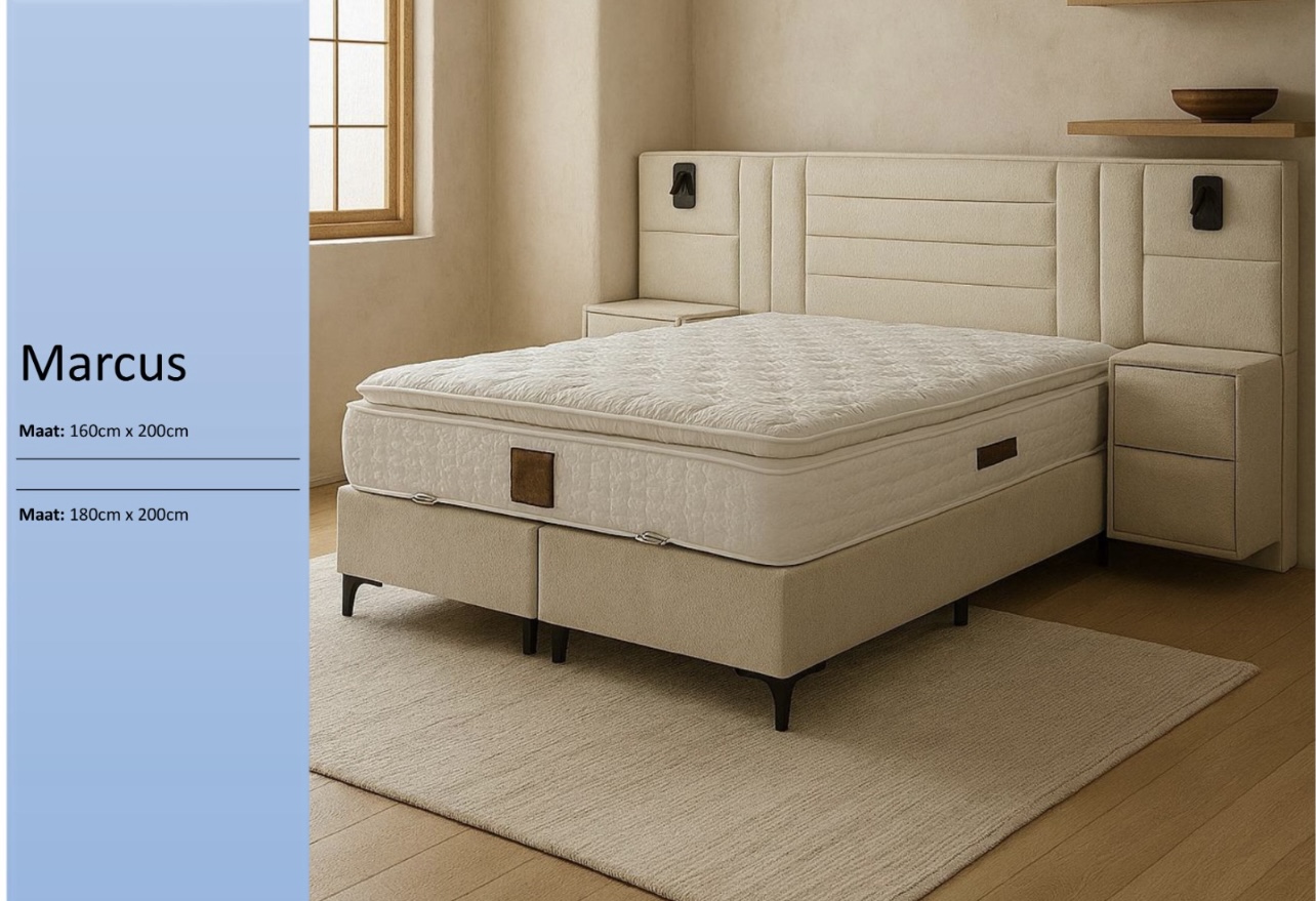 Marcus tweepersoonsbed beige