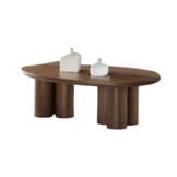 Royal ovaal bruin veneer plain eettafel en salontafel