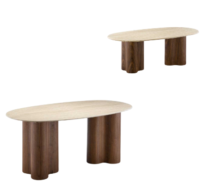 Oslo bruin ovale eettafel en salontafel