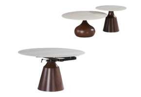 Rotate brown ceramic salontafel en eettafel