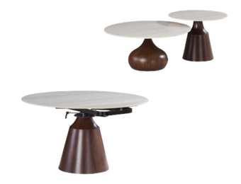 Rotate brown ceramic salontafel en eettafel