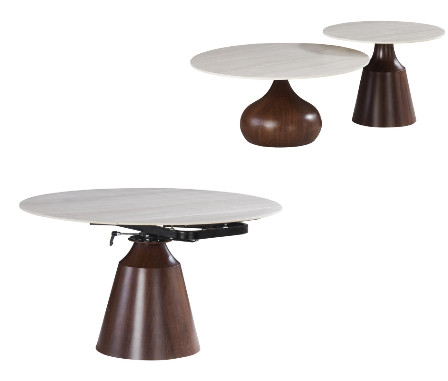 Rotate brown ceramic salontafel en eettafel