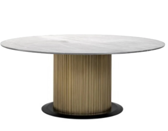 Stockholm eettafel rond goud wit