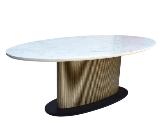 Stockholm eettafel ovaal goud wit