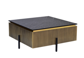 Allure vierkante salontafel goud zwarte voeten