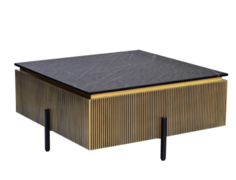 Allure vierkante salontafel goud zwarte voeten