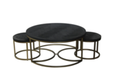 Drie bonito zwarte salontafel antiek goud