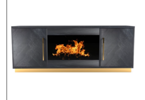 Blocci tv meubels sfeerhaard visgraat zwart/goud