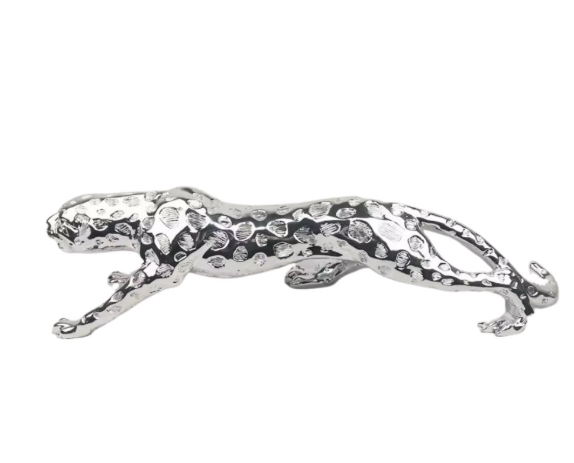 Decoratie luipaard zwart zilver