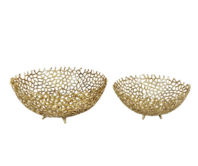 Decoratie manden goud set van 2