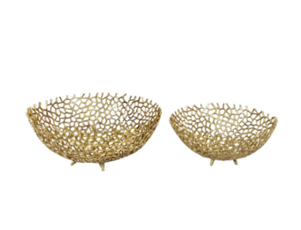 Decoratie manden goud set van 2