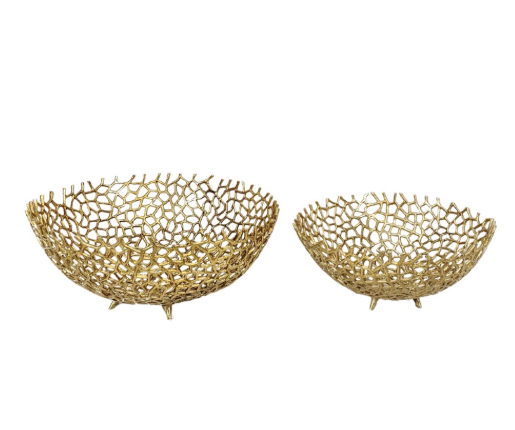 Decoratie manden goud set van 2