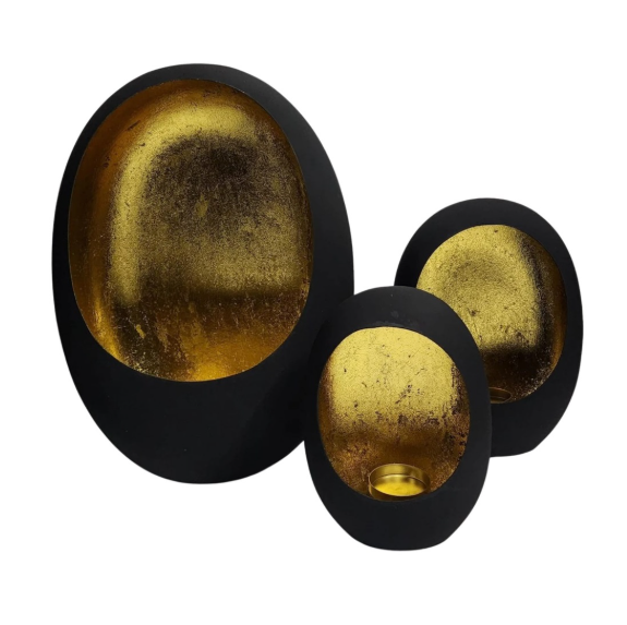 Decoratie ei-vormige kandelaar – set van 3