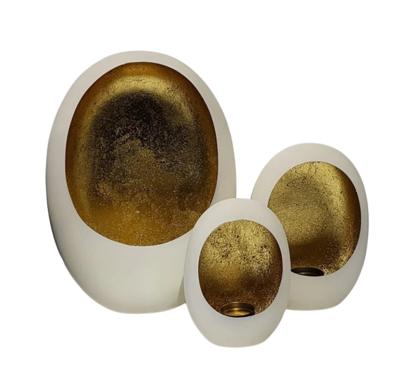 Decoratie ei-vormige kandelaar – set van 3