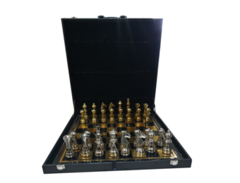 Decoratie schaakbord goud zwart