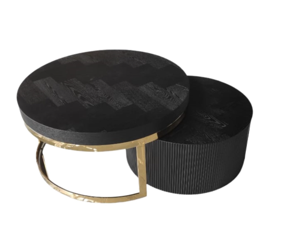 Fox zwart pain vissengraat goud salontafel