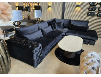 Victoria croco zwart hoekbank