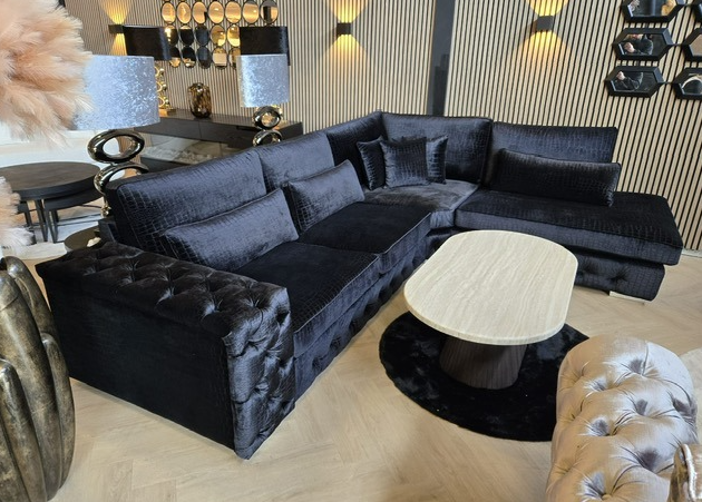 Victoria croco zwart hoekbank