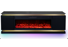 TV STAND WITH FIREPLACE  BLACK 0095
