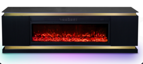 TV STAND WITH FIREPLACE  BLACK 0095