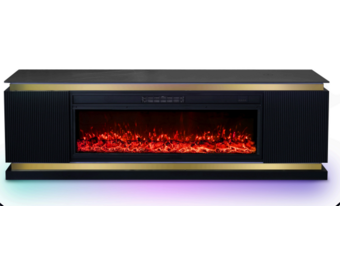 TV STAND WITH FIREPLACE BLACK 0095