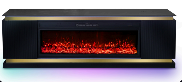 TV STAND WITH FIREPLACE BLACK 0095